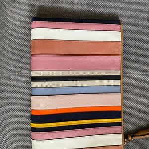 Tory Burch Balloon Stripe Large Clutch Bag